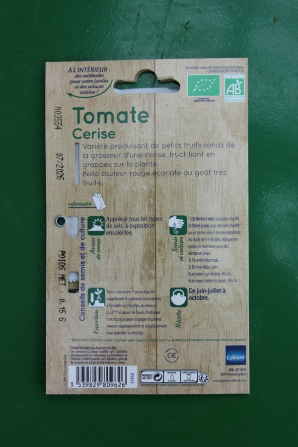 Graines tomate cerise bio caillard 2