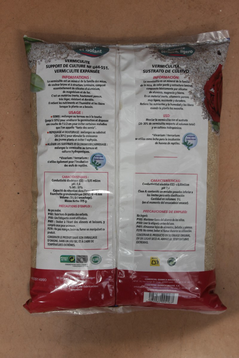 Substrat Semis Vermiculite Floragard 4x5L - Substrat Jardin 1-2mm Amélioration Sol Substrat Jardin Grains 1-2 Mm Régulation Humidité