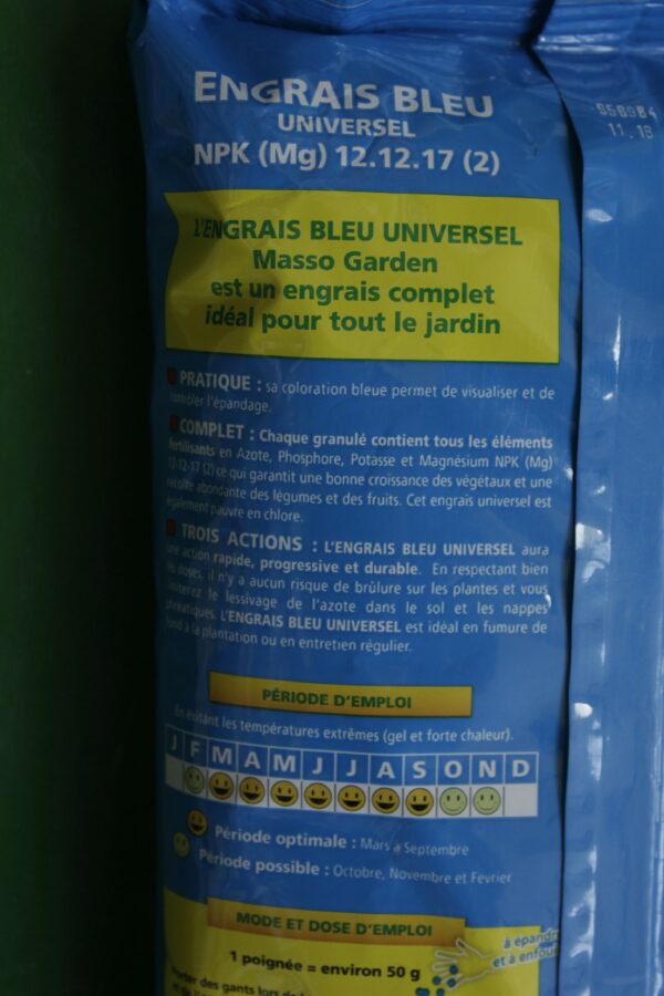 Engrais bleu universel 2kg Masso 5 Jardi Pradel Luchon