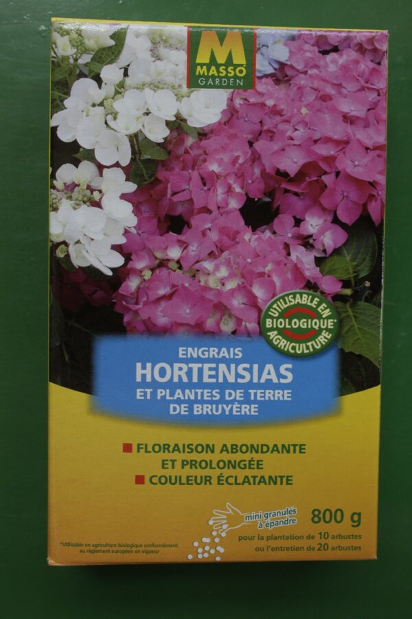 Engrais hortensias et plantes de terre de bruyere Masso 800g 3 Jardi Pradel Luchon