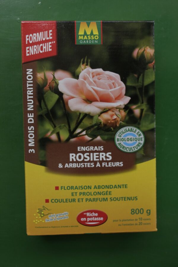 Engrais rosiers et arbustes a fleurs Masso 800g 2 Jardi Pradel Luchon