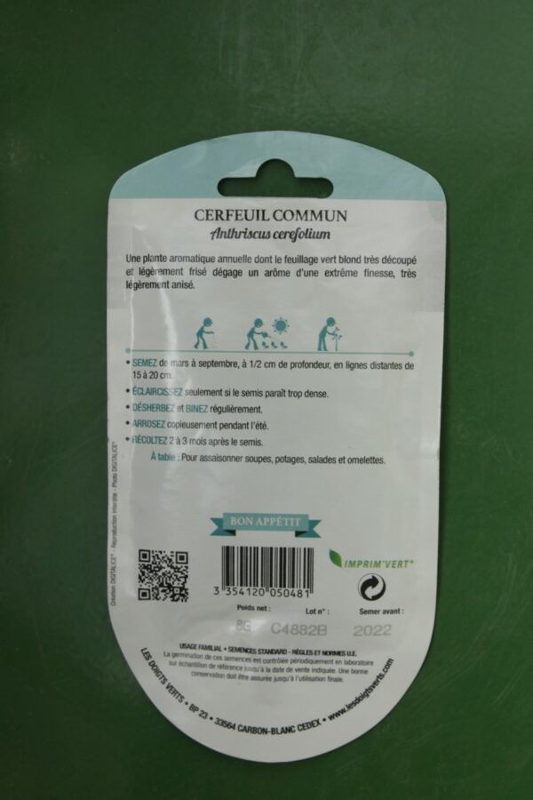Graines cerfeuil commun Doigts Verts Jardipradel 1