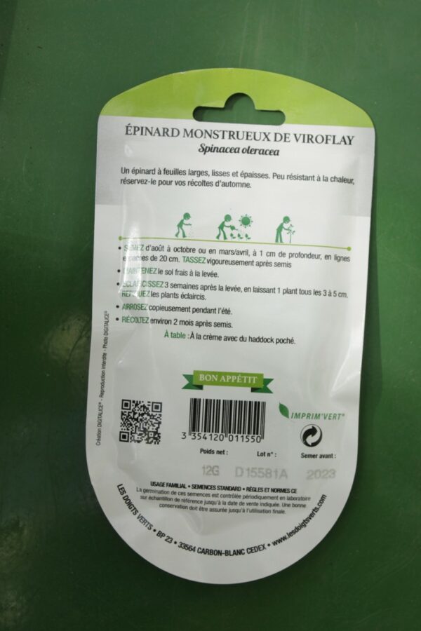 Graines epinard monstrueux de viroflay Doigts Verts Jardipradel 1