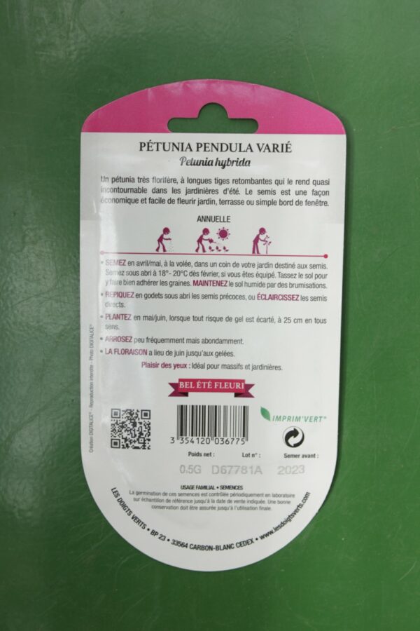 Graines petunia pendula varie Doigts Verts Jardipradel 1