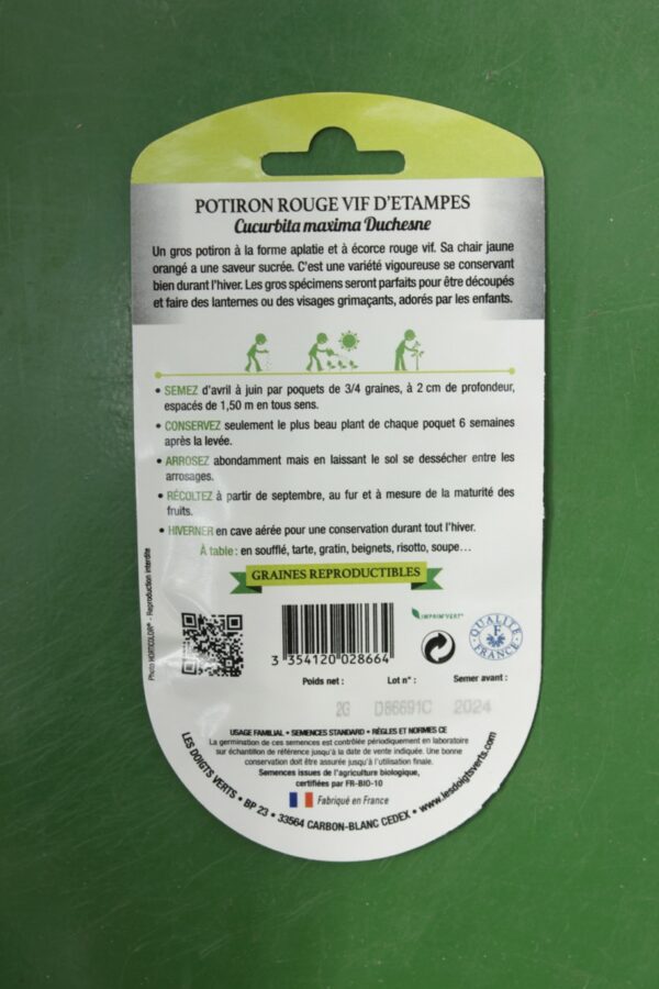 Graines potiron rouge vif destampes Doigts Verts Jardipradel 1