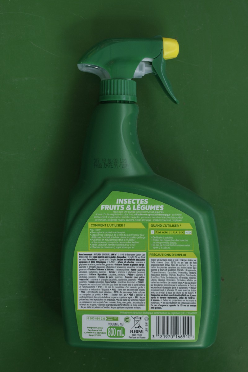 Traitement Insectes fruits legumes Fertiligene 800ml 3 Jardi Pradel Luchon