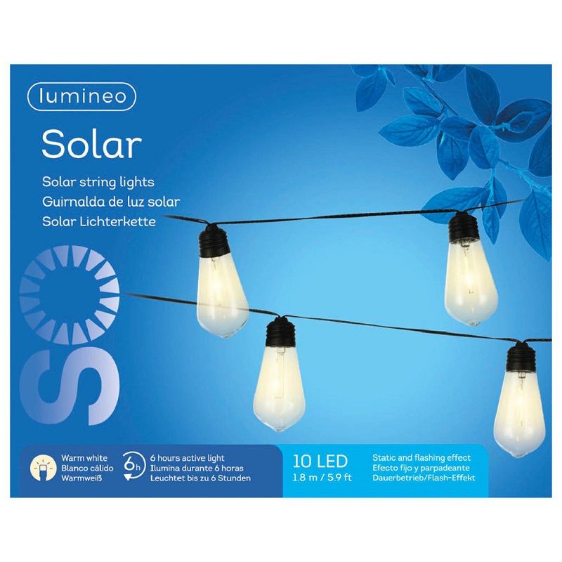 Idmarket - Guirlande lumineuse extérieure solaire 13M guirlande guinguette  11 ampoules + 100 LED - Eclairage solaire - Rue du Commerce