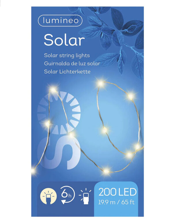 Guirlande solaire argentee 20 m