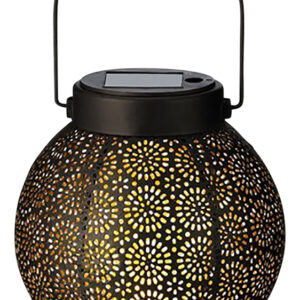 Lanterne solaire en metal blanc chaud