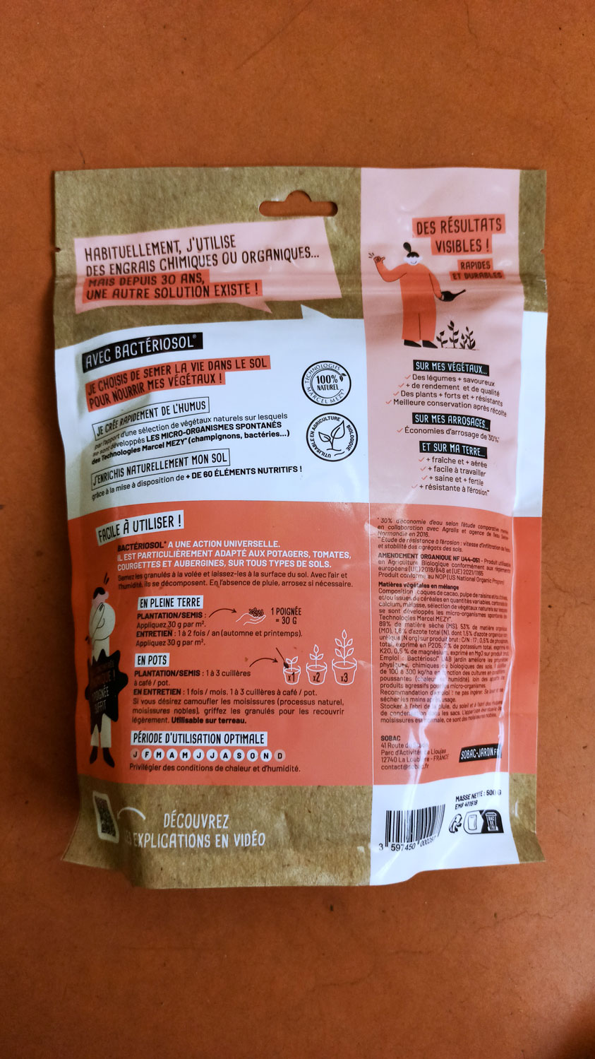 Fertilisant Tomates Courgettes Aubergines - Bactériosol Sobac - 500g – Image 2