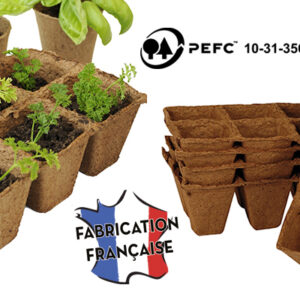 Godets carrés en plaque biodégradables Jany - Jardi Pradel jardinerie et fleuriste à Bagnères de Luchon (31)