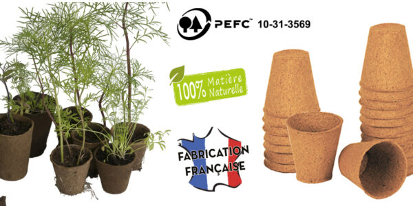 Godets ronds biodégradables Jany - Jardi Pradel jardinerie et fleuriste à Bagnères de Luchon (31)