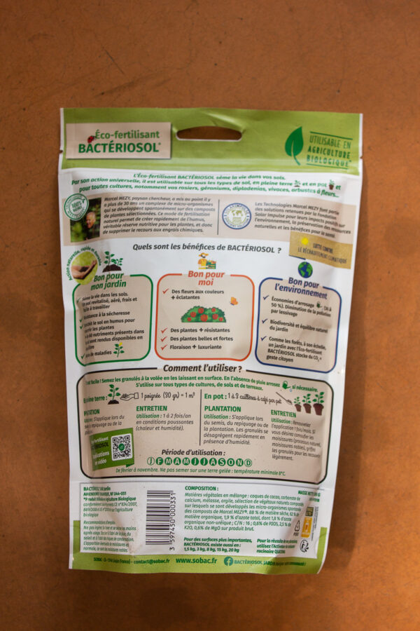 Fertilisant Sobac Bactériosol pour rosiers vivaces et arbustes à fleurs 500g (1) - Jardi Pradel jardinerie et fleuriste à Bagnères de Luchon (31)