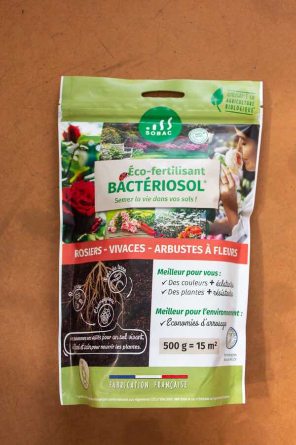 Fertilisant Sobac Bactériosol pour rosiers vivaces et arbustes à fleurs 500g (2) - Jardi Pradel jardinerie et fleuriste à Bagnères de Luchon (31)