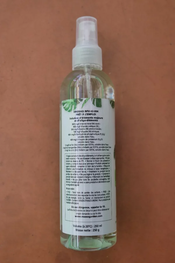 Engrais plantes intérieur nutrition complete 250ml - Masso Garden (2) - Produits - Jardi Pradel - Jardinerie et fleuriste à Bagnères-de-Luchon (31)