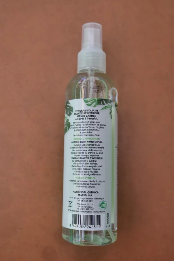 Engrais plantes intérieur nutrition complete 250ml - Masso Garden (3) - Produits - Jardi Pradel - Jardinerie et fleuriste à Bagnères-de-Luchon (31)