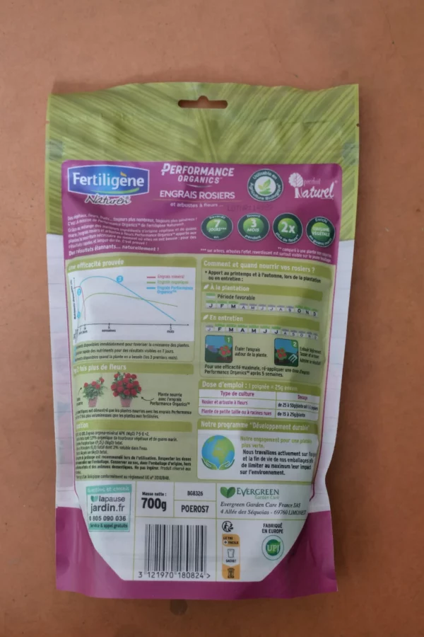 Engrais rosiers arbustes à fleurs Performance organics 700g - Fertiligène Naturen (3) - Produits - Jardi Pradel - Jardinerie et fleuriste à Bagnères-de-Luchon (31)