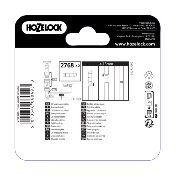 Raccord droit tuyau 13mm (x5) - Hozelock – Image 3