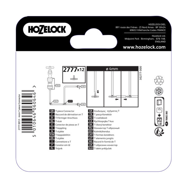 Raccord dérivation en T pour tuyau 4mm (x12) - Hozelock – Image 3