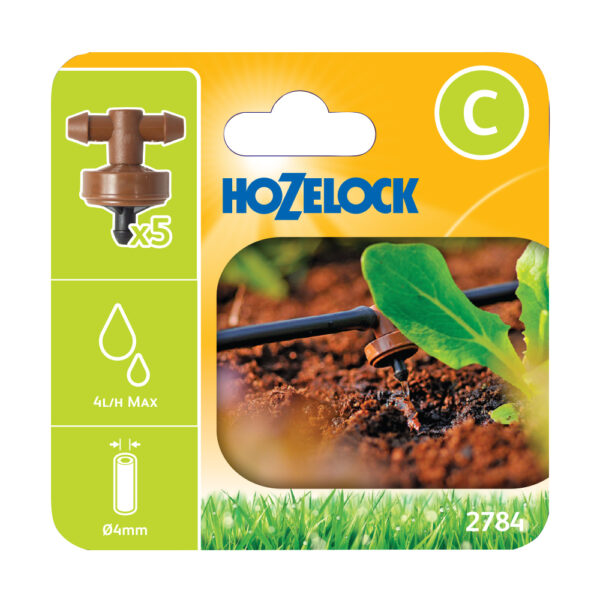 Goutteur à compensation de pression en ligne 4mm (x5) - Hozelock