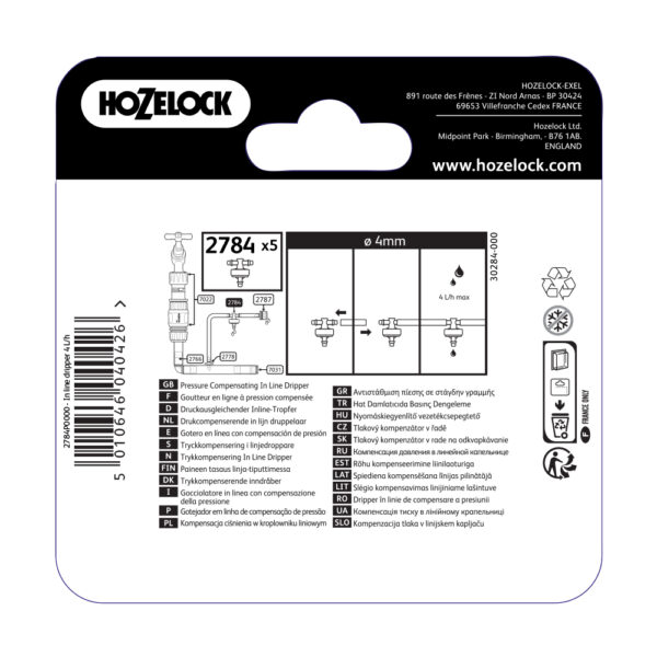 Goutteur à compensation de pression en ligne 4mm (x5) - Hozelock – Image 3