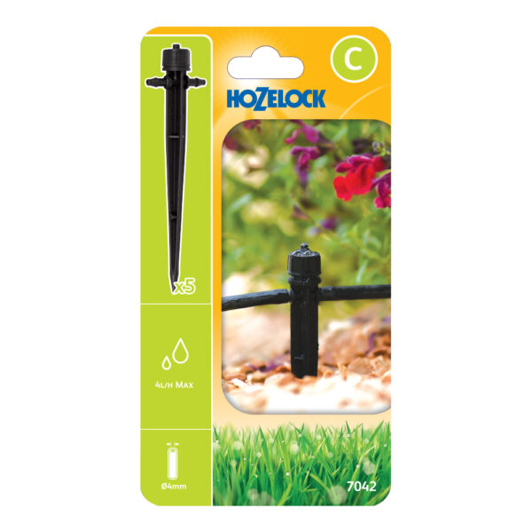 Goutteur compensateur de pression en ligne 4mm sur pointe (x5) - Hozelock