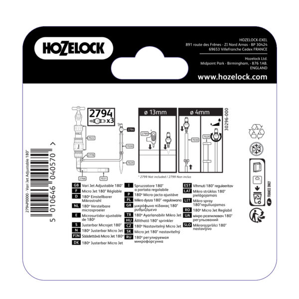 Arroseur vari-jets réglables 180° (x3) – Hozelock – Image 3