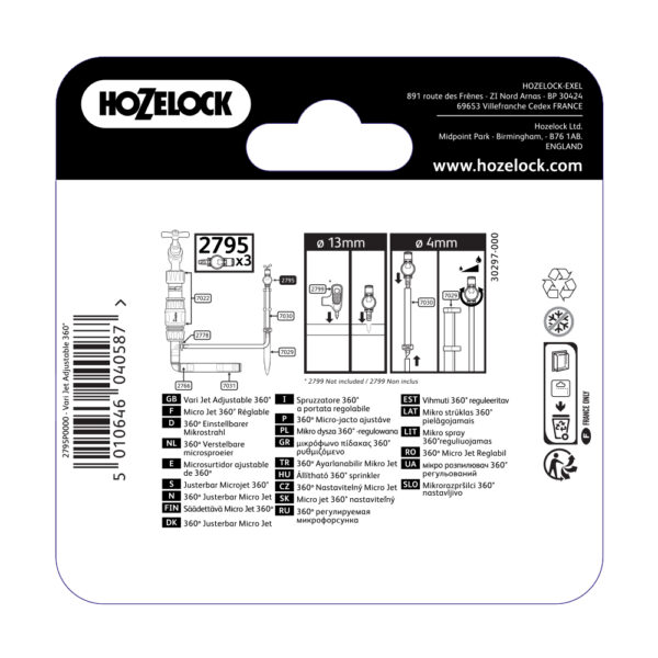 Arroseur vari-jets réglables 360° (x3) – Hozelock – Image 3