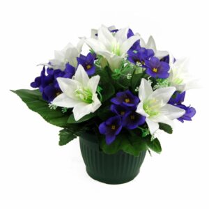 Coupe violette et lys H.28cm D.28cm