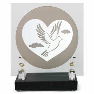 Plaque coeur et colombe 18x18cm