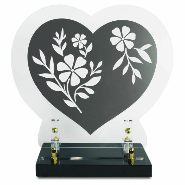Plaque coeur et motif de fleurs 26x28cm