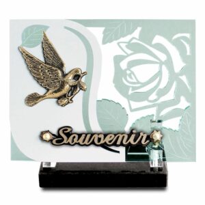 Plaque rose et colombe 17x22cm