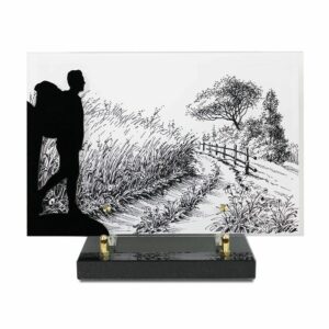 Plaque imprimée marcheur campagne nature 20x30cm