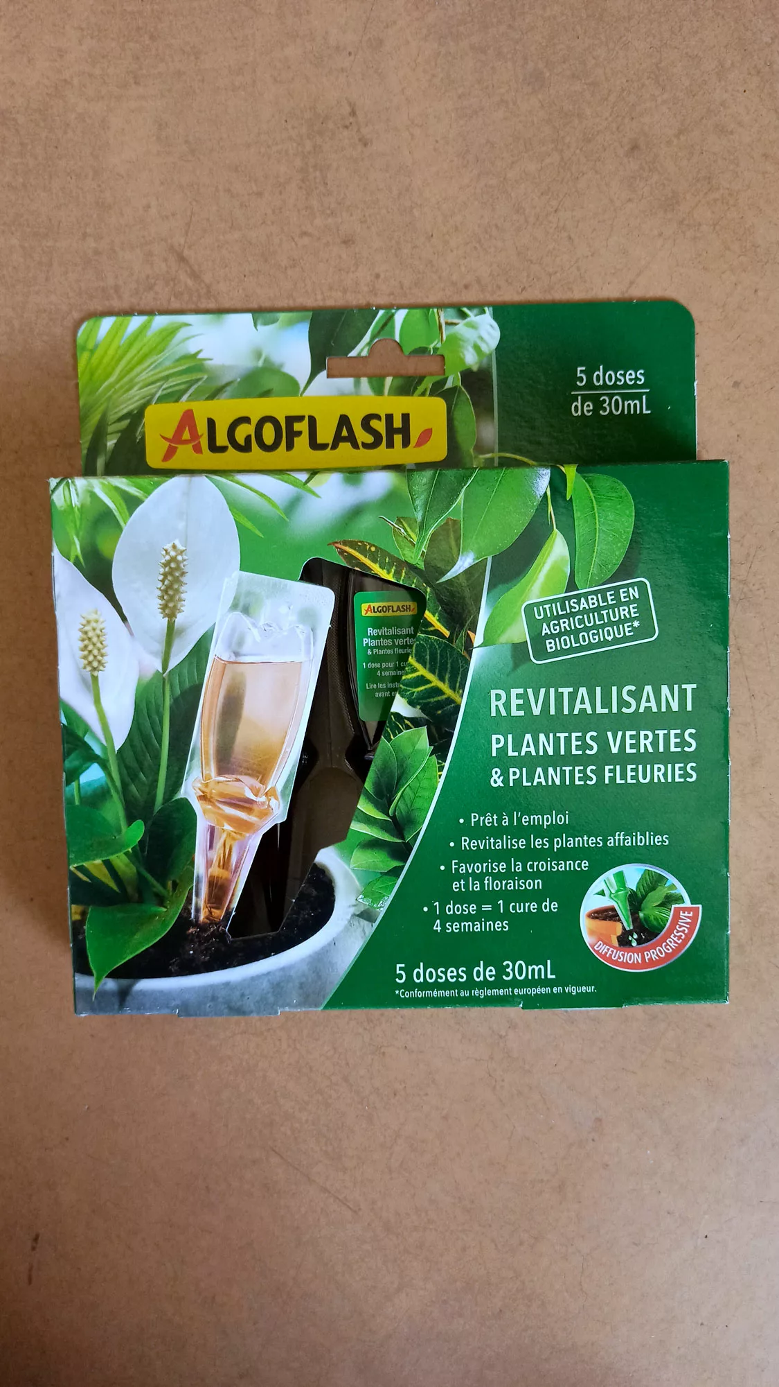 Engrais revitalisant plantes vertes et fleuries 30ml x5 - Algoflash